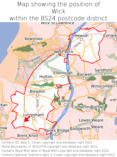 Map showing location of Wick within BS24