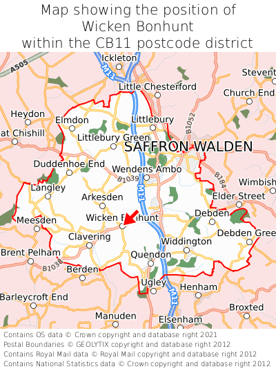 Map showing location of Wicken Bonhunt within CB11