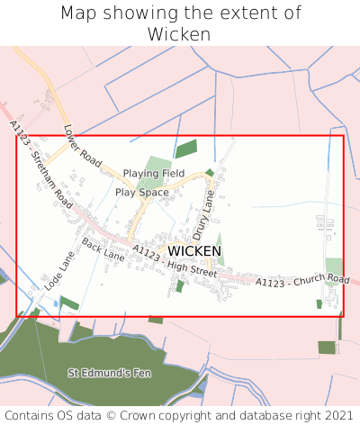 Map showing extent of Wicken as bounding box