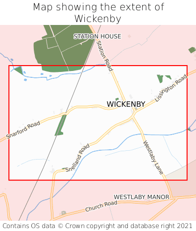 Map showing extent of Wickenby as bounding box