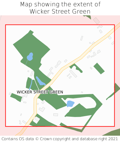 Map showing extent of Wicker Street Green as bounding box