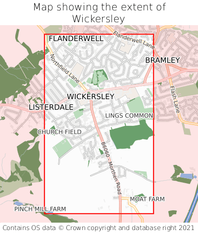 Map showing extent of Wickersley as bounding box