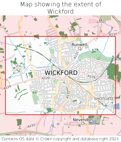 Map showing extent of Wickford as bounding box