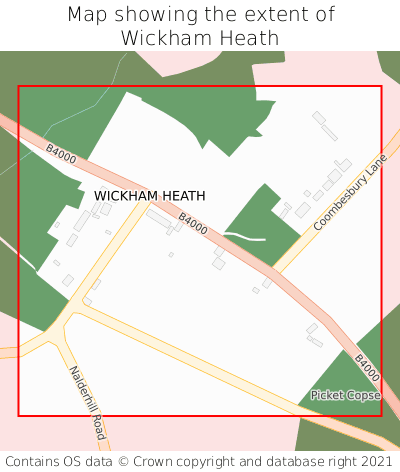 Map showing extent of Wickham Heath as bounding box