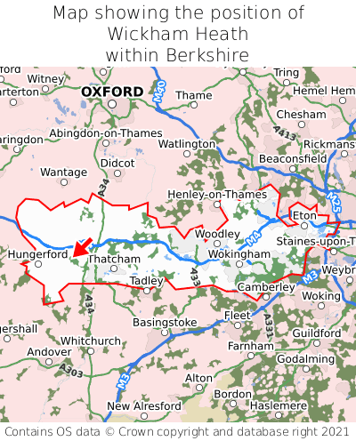 Map showing location of Wickham Heath within Berkshire