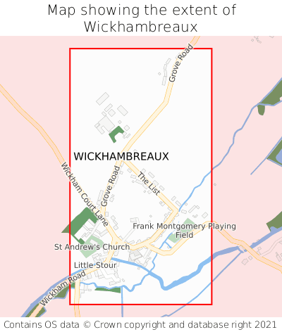 Map showing extent of Wickhambreaux as bounding box
