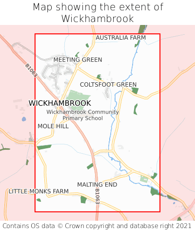Map showing extent of Wickhambrook as bounding box