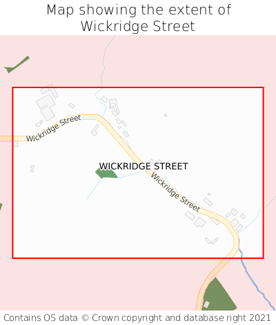 Map showing extent of Wickridge Street as bounding box