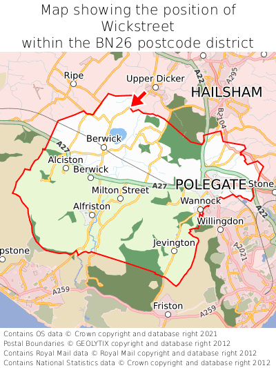 Map showing location of Wickstreet within BN26