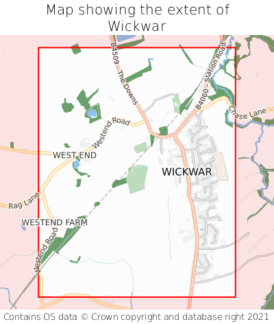 Map showing extent of Wickwar as bounding box