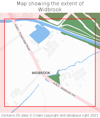 Map showing extent of Widbrook as bounding box