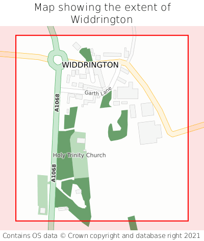 Map showing extent of Widdrington as bounding box