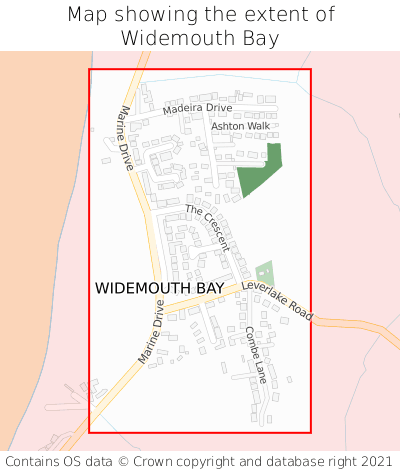 Map showing extent of Widemouth Bay as bounding box