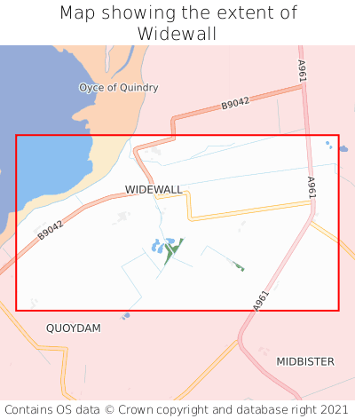 Map showing extent of Widewall as bounding box