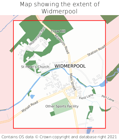 Map showing extent of Widmerpool as bounding box