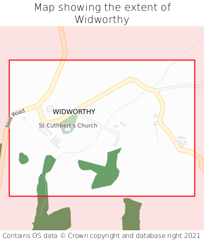 Map showing extent of Widworthy as bounding box