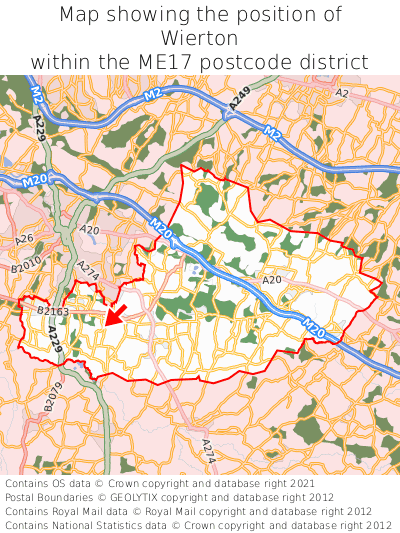 Map showing location of Wierton within ME17