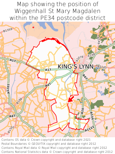 Map showing location of Wiggenhall St Mary Magdalen within PE34