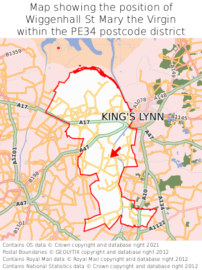 Map showing location of Wiggenhall St Mary the Virgin within PE34