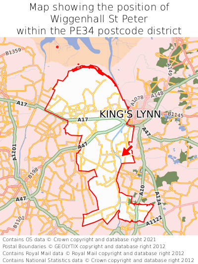 Map showing location of Wiggenhall St Peter within PE34