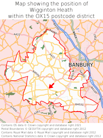 Map showing location of Wigginton Heath within OX15