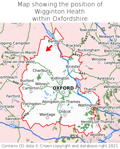 Map showing location of Wigginton Heath within Oxfordshire