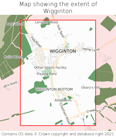 Map showing extent of Wigginton as bounding box