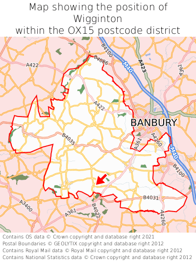 Map showing location of Wigginton within OX15