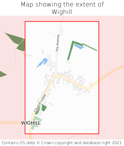 Map showing extent of Wighill as bounding box