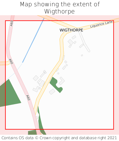 Map showing extent of Wigthorpe as bounding box