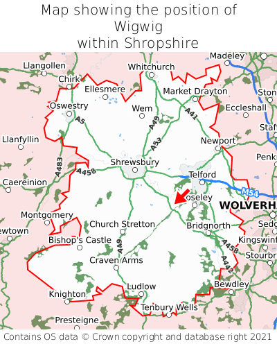 Map showing location of Wigwig within Shropshire