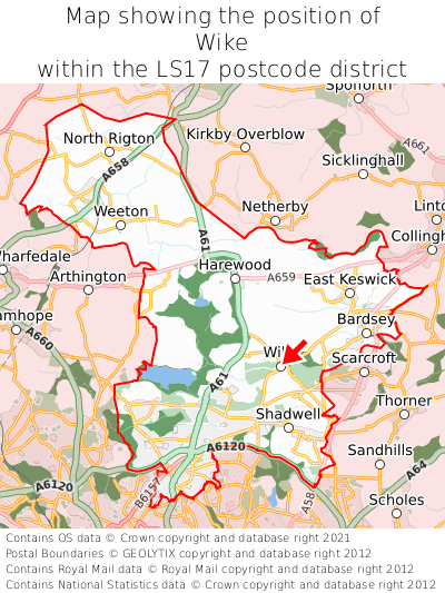 Map showing location of Wike within LS17