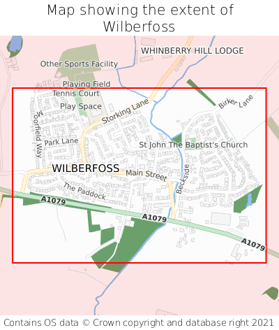 Map showing extent of Wilberfoss as bounding box
