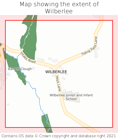 Map showing extent of Wilberlee as bounding box