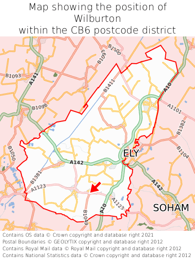 Map showing location of Wilburton within CB6