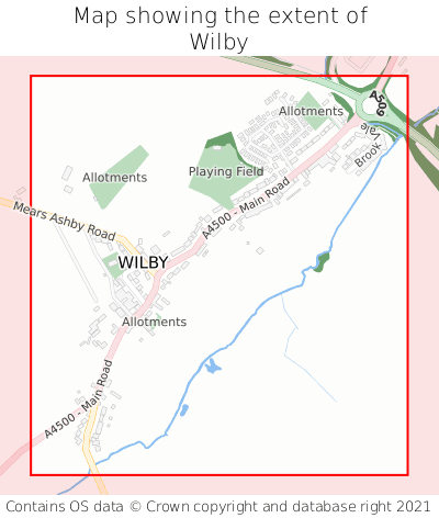 Map showing extent of Wilby as bounding box