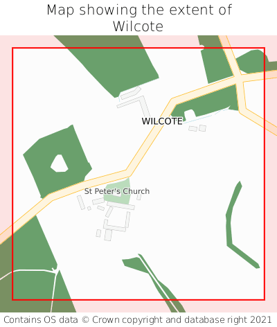 Map showing extent of Wilcote as bounding box