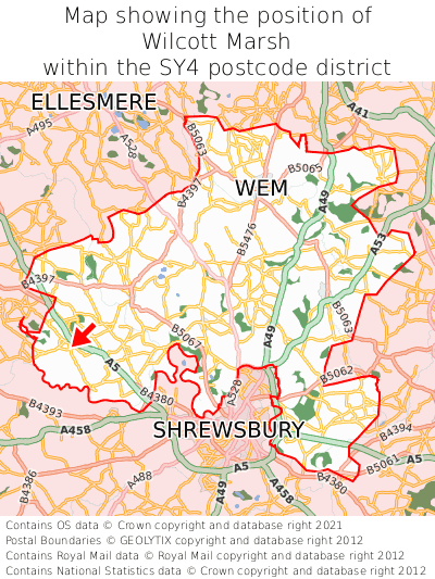 Map showing location of Wilcott Marsh within SY4