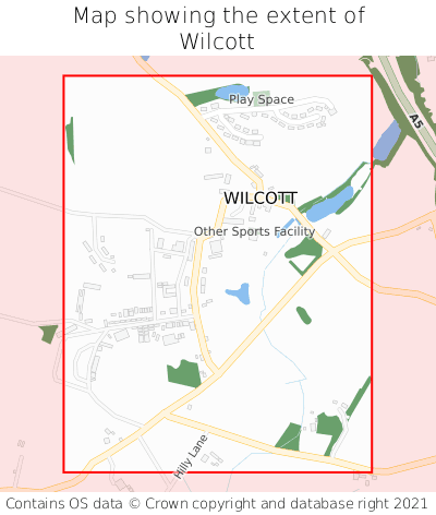 Map showing extent of Wilcott as bounding box