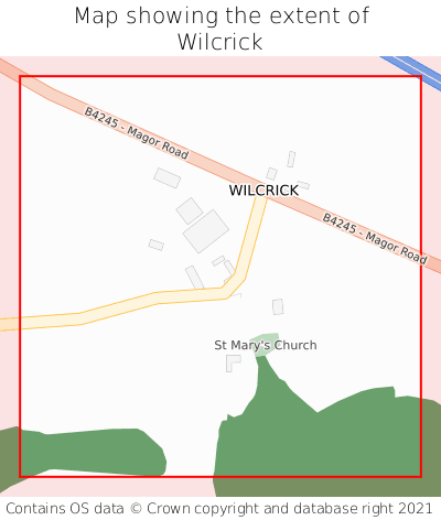 Map showing extent of Wilcrick as bounding box