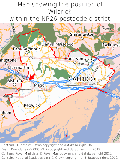 Map showing location of Wilcrick within NP26