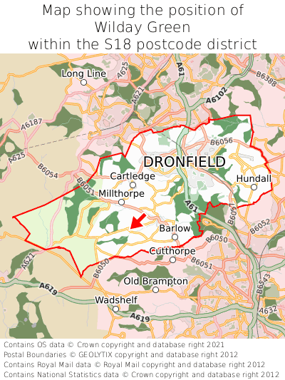 Map showing location of Wilday Green within S18