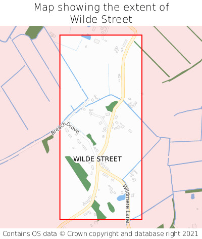 Map showing extent of Wilde Street as bounding box