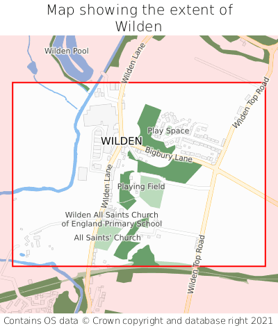 Map showing extent of Wilden as bounding box