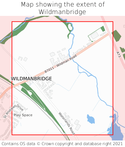 Map showing extent of Wildmanbridge as bounding box