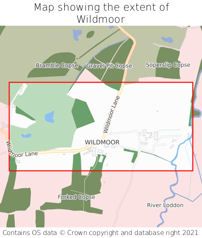 Map showing extent of Wildmoor as bounding box