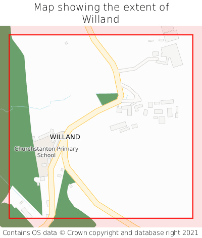 Map showing extent of Willand as bounding box