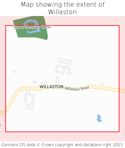 Map showing extent of Willaston as bounding box