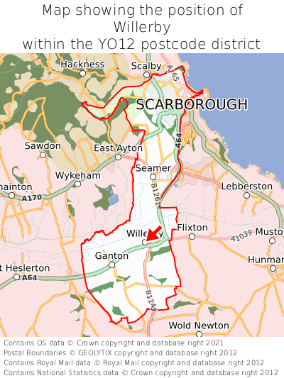 Map showing location of Willerby within YO12