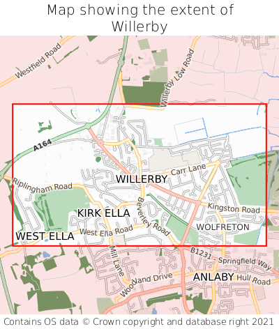 Map showing extent of Willerby as bounding box